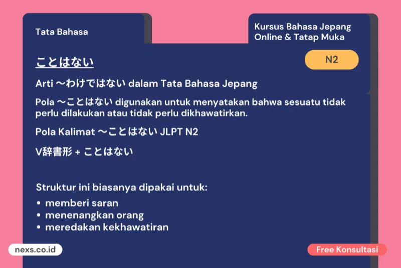 arti 〜ことはない jlpt n2 dan cara orang jepang menenangkan
