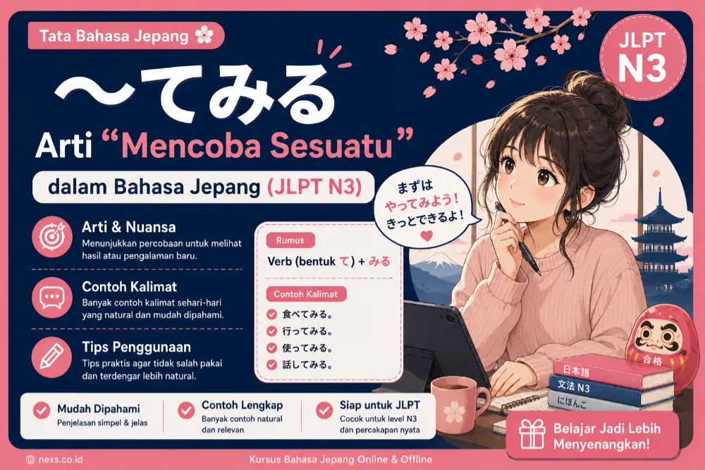 arti 〜てみる jlpt n3 saat ingin mencoba sesuatu